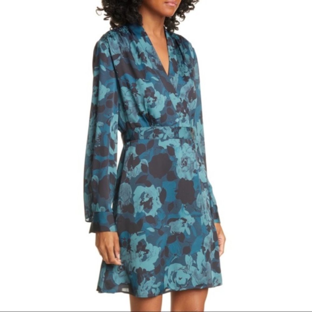 NWT EQUIPMENT Allaire Floral Wrap Dress Long Sleeve 8
